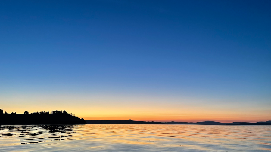 sunrise over the water in the Haro Strait W̱SÁNEĆ Territory